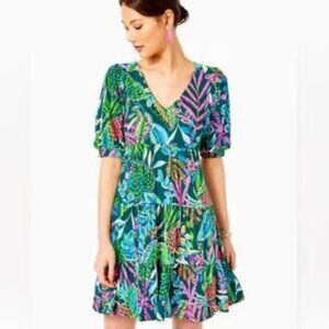 Lilly Pulitzer Tiered Mini Dress Sunshine Jungle Print XS